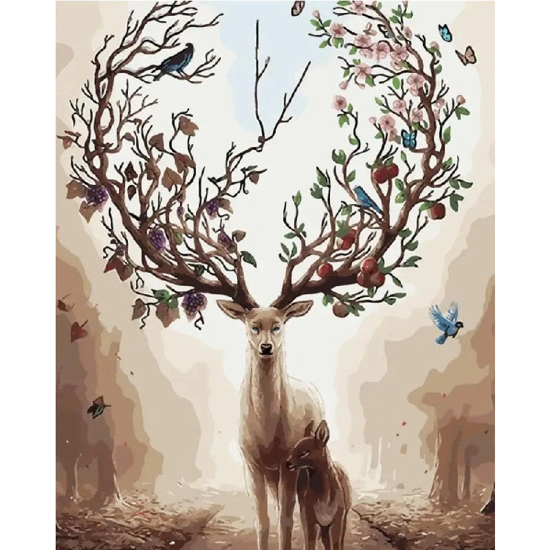 Blossom Deer Tree Paint by Numbers