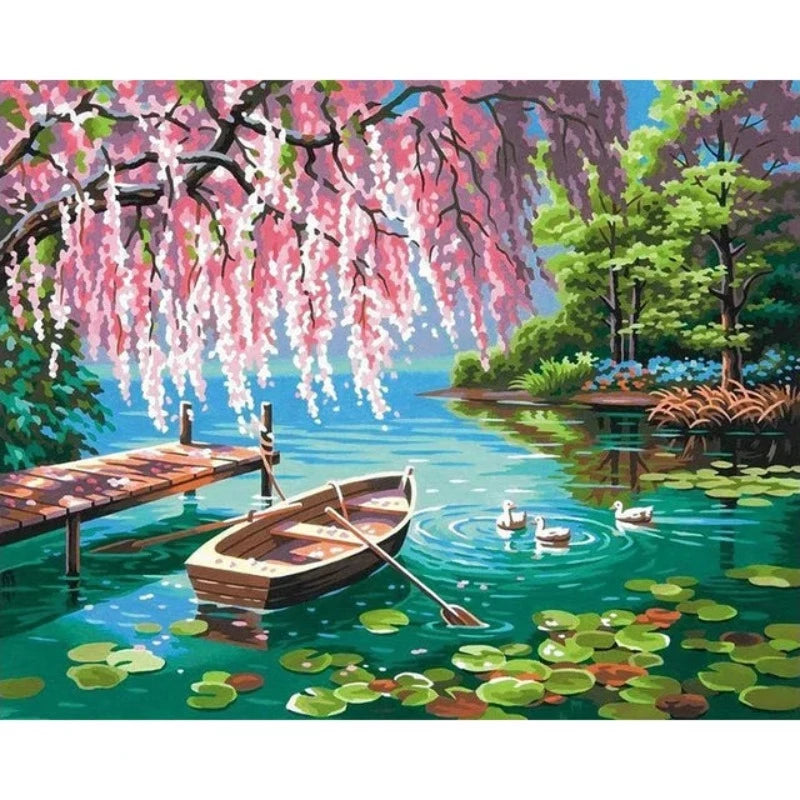 Boat In The Lake Paint by Numbers