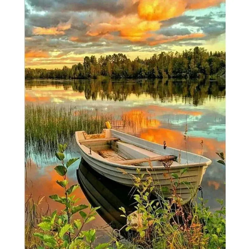 Boat In Seaside Paint by Numbers