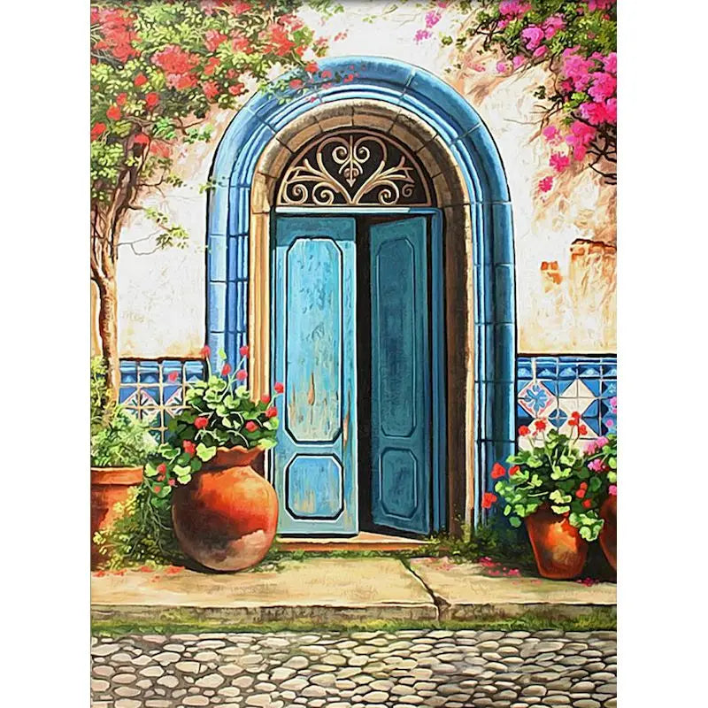 Bougainvillea Flowers At Main Door Paint by Numbers 