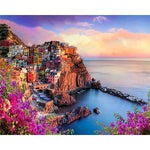 Town On The Cliff Paint By Numbers 