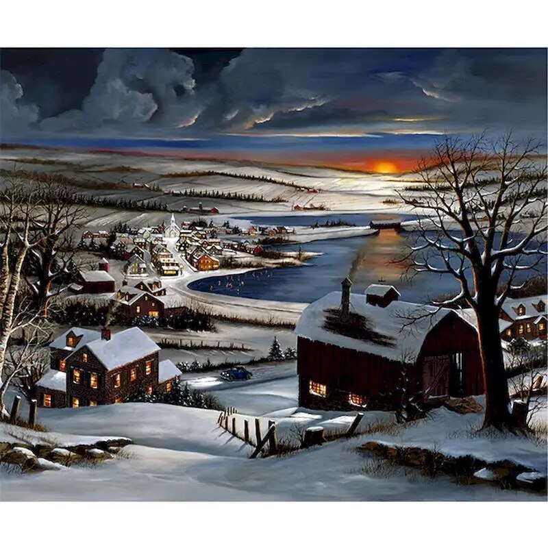 Winter Village Paint By Numbers Kit
