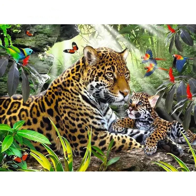 Leopard Mother and Baby Paint by Numbers 