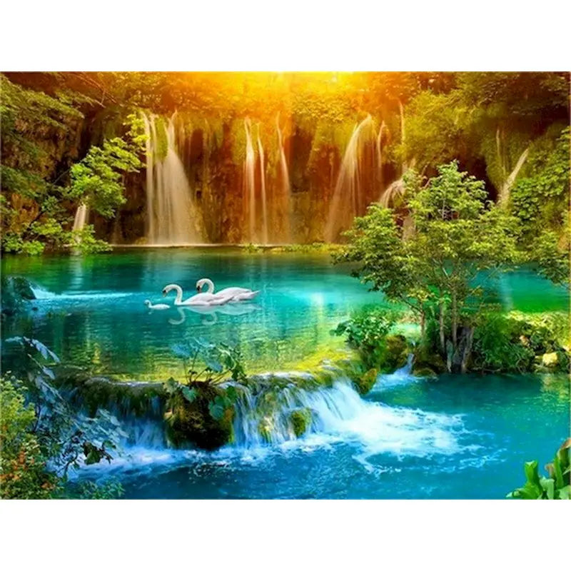 Ducks in a Waterfalls Paint by Numbers 