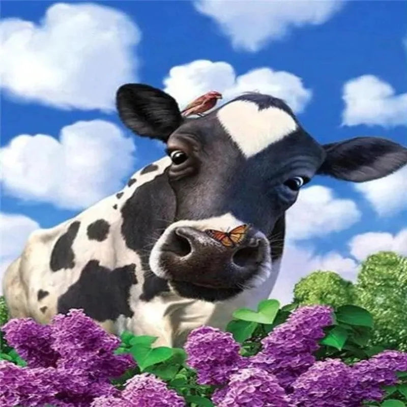 Cow And Million Flowers Paint by Numbers