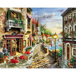 Coastal Restaurant Cafe Landscape Paint by Numbers 