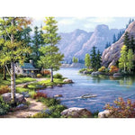 River Mountains Fairy Landscape Paint by Numbers 