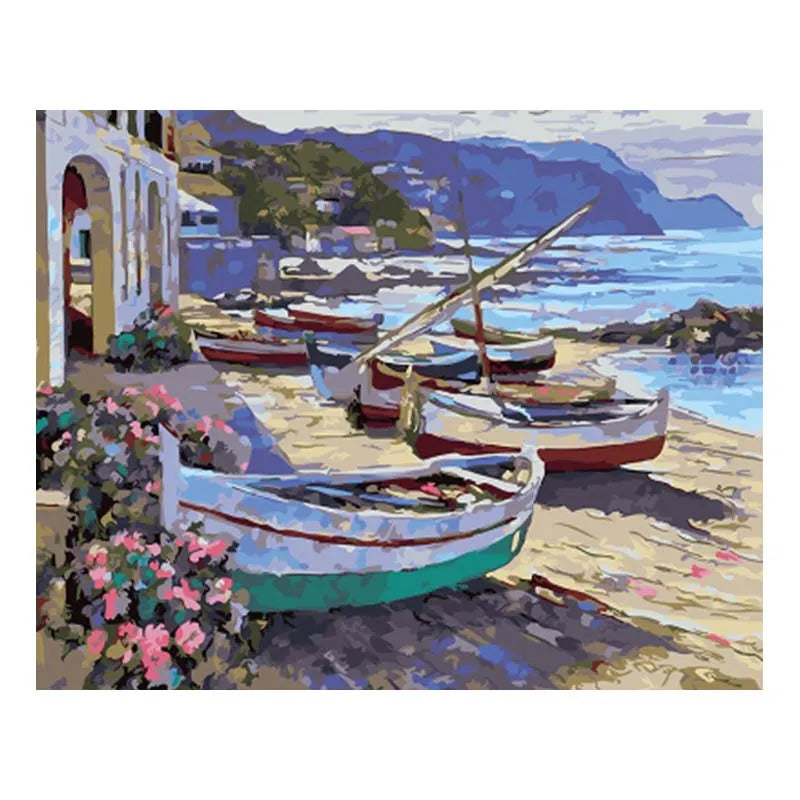 Boats On The Beach Paint By Numbers