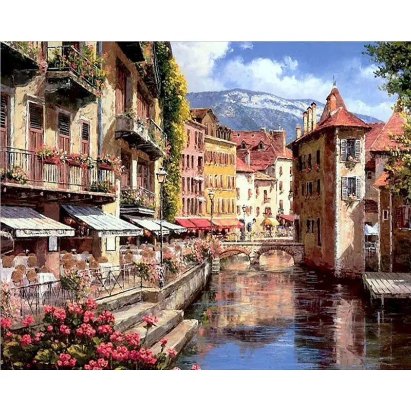 European Hotels Coastal City Paint by Numbers 