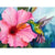 Pink Hibiscus And Green Hummingbird Paint by Numbers 
