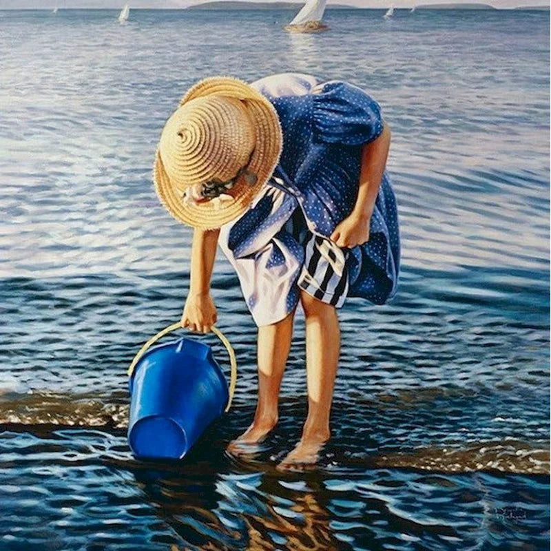 Girl On Beach Outing Paint by Numbers 