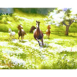 Flowering Grass Running Horses Paint by Numbers 