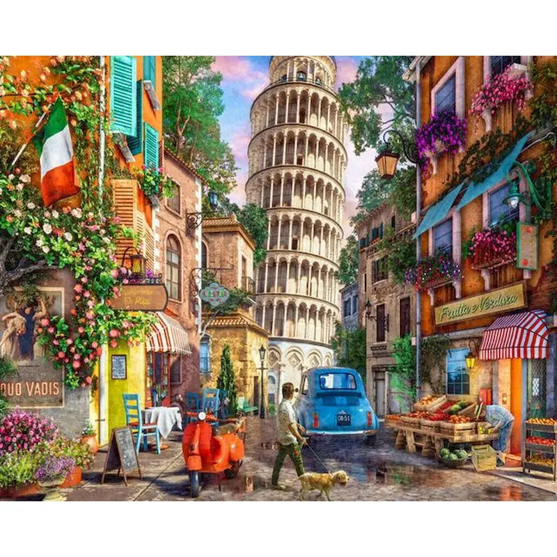 Pisa Tower City Street Paint by Numbers