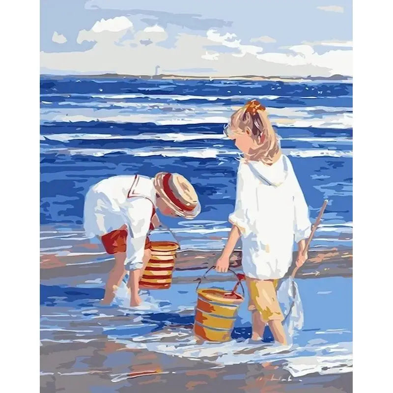 Kids Seashell Hunting Paint by Numbers 