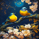 Birds Flowering Tree Night Scene Paint by Numbers 