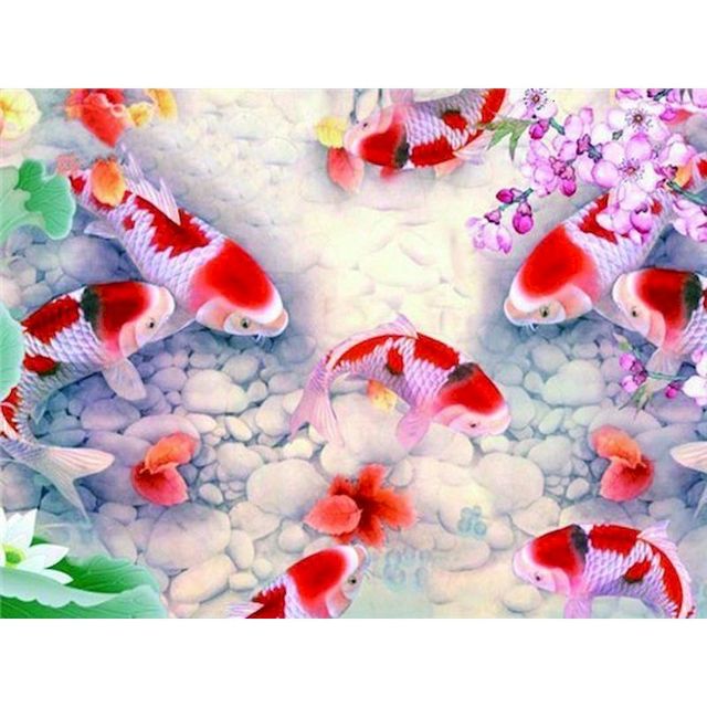 Paint By Numbers Koi Fish And Flowers