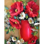Flower Bouquet In A Red Vase - Paint By Numbers Flowers