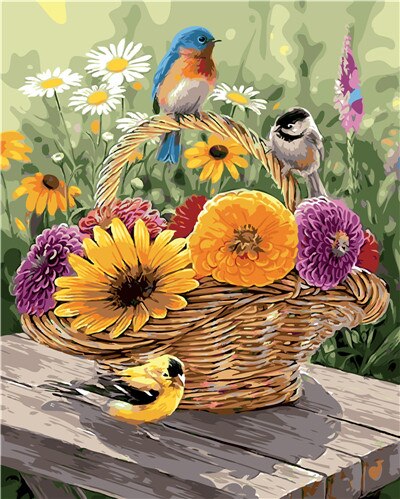 Small Birds On Basket