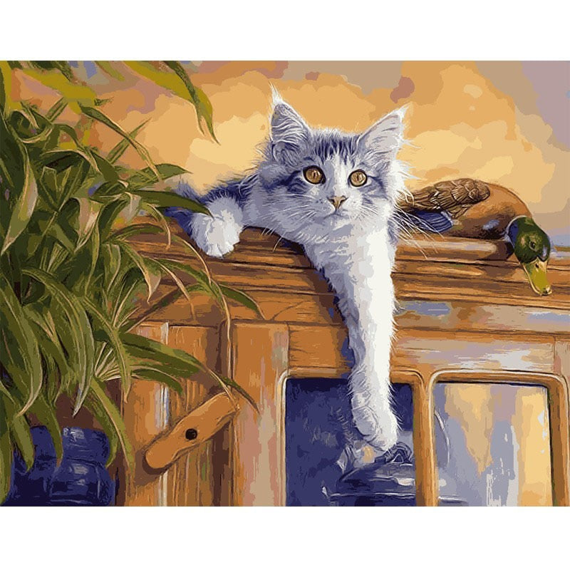 Paint By Numbers Cat On Cupboard