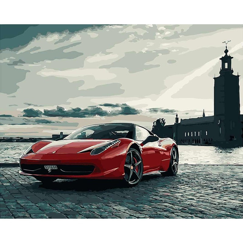 Red Sport Car Paint By Numbers