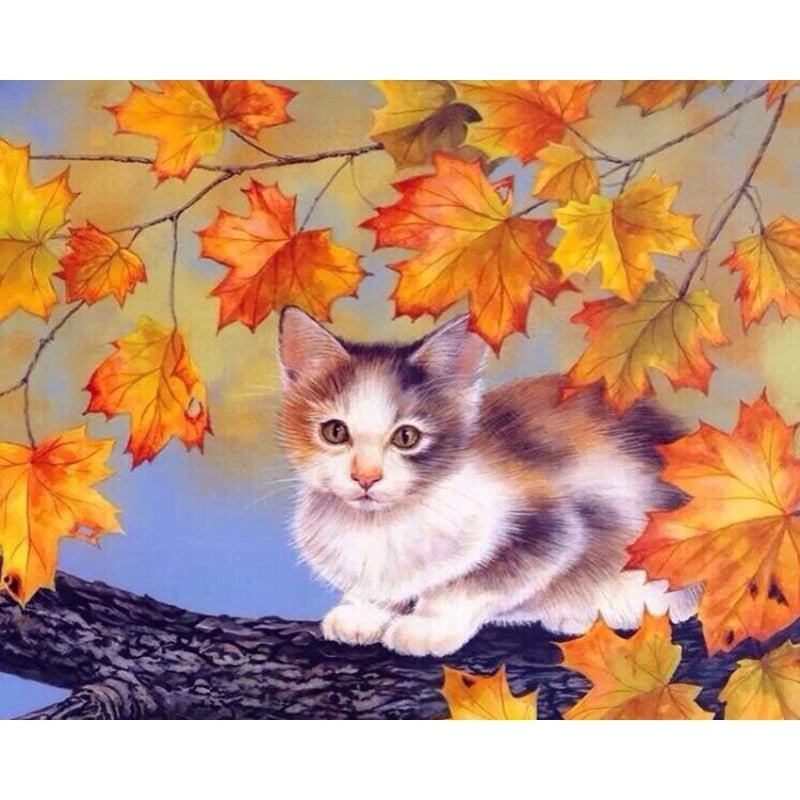 Paint By Numbers Cat On Branch