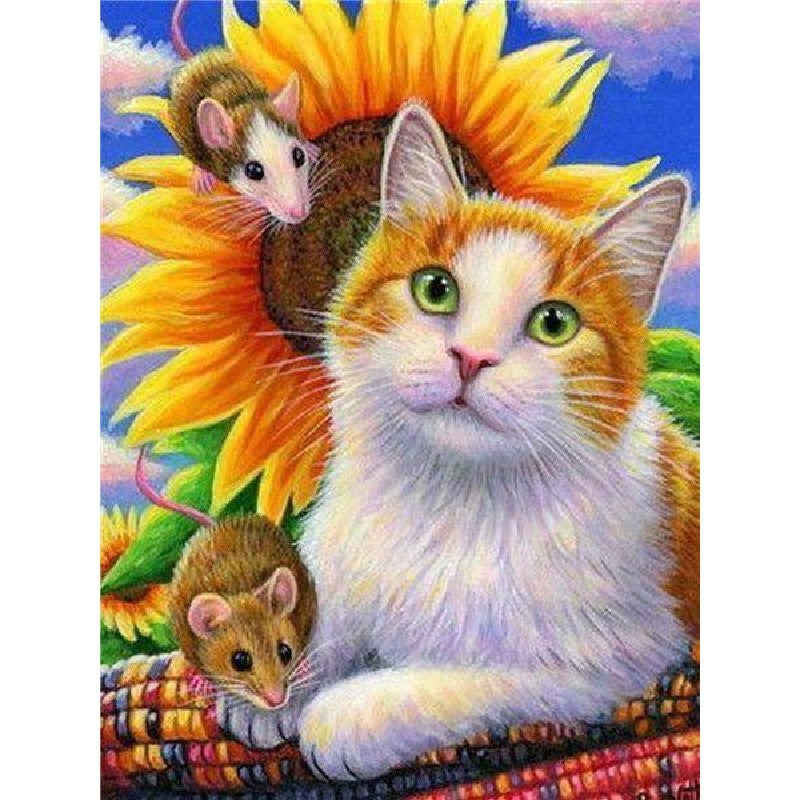 Paint By Numbers Sunflowers And Mouse