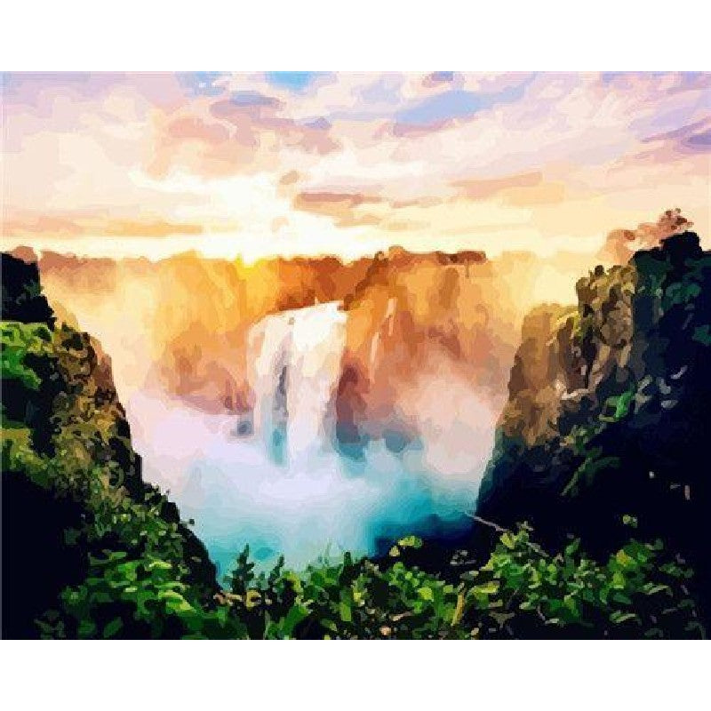 Paint By Numbers Waterfall Drawing