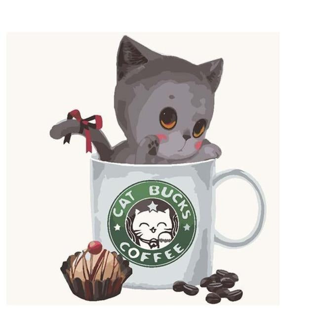 Paint By Numbers Cat In Mugs