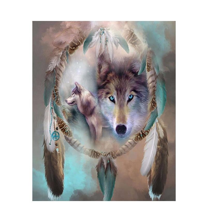 Paint By Numbers Wolf Dream Catcher