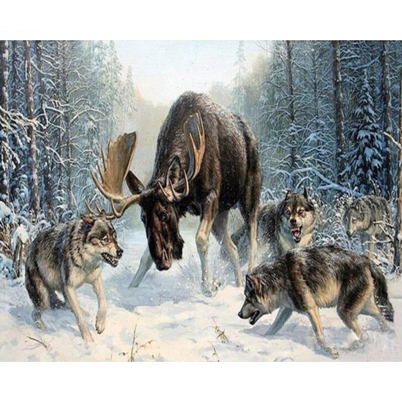 Paint By Numbers Wolves Vs Moose