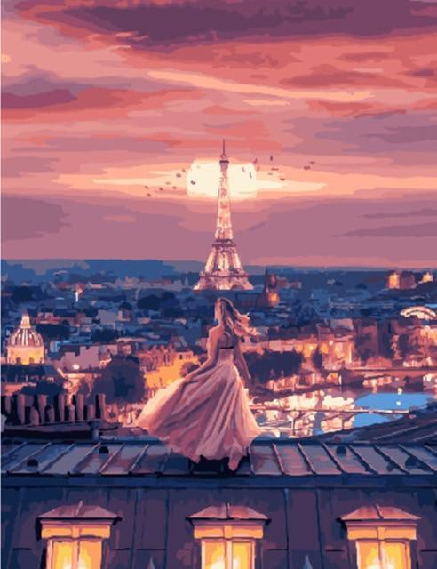 Woman Face To Eiffel Tower