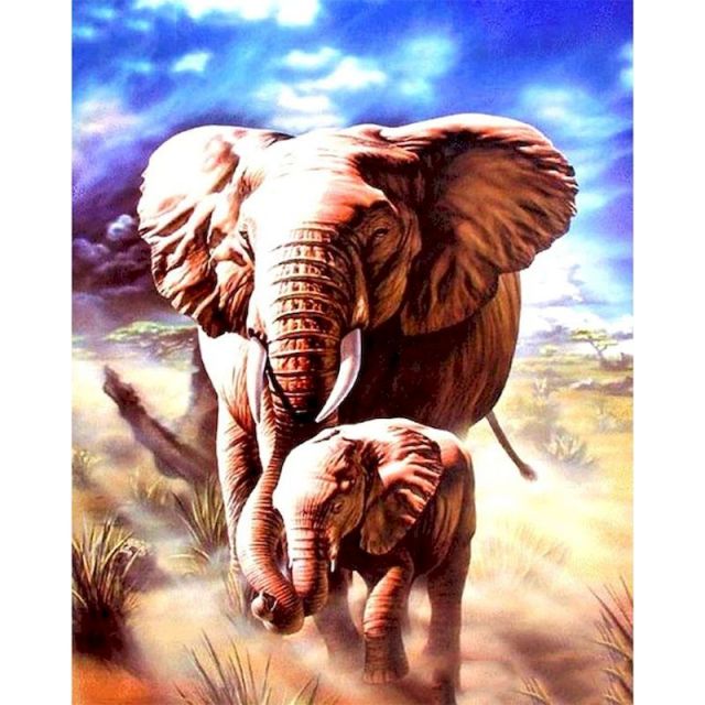 Elephant And Cubs