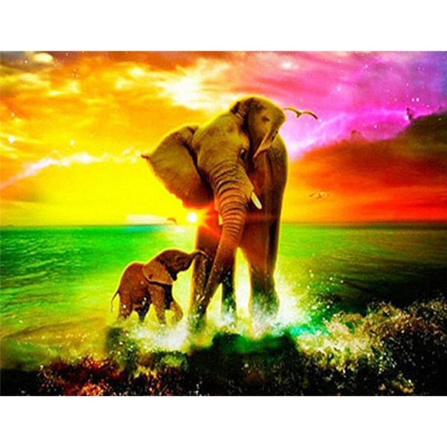Paint By Number Elephant Ocean
