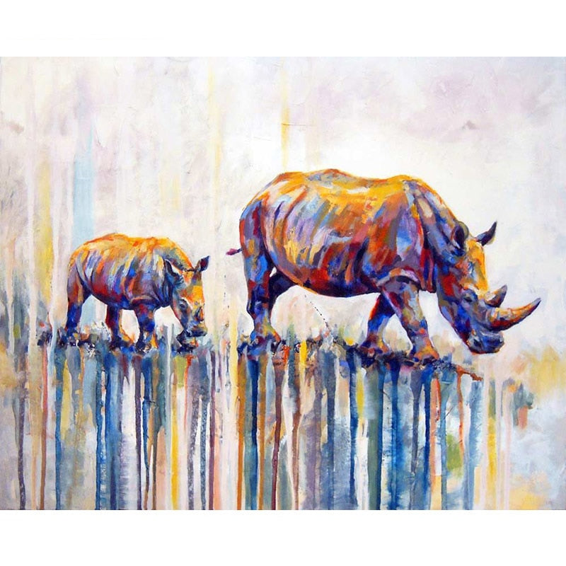 Rhinoceros and her baby