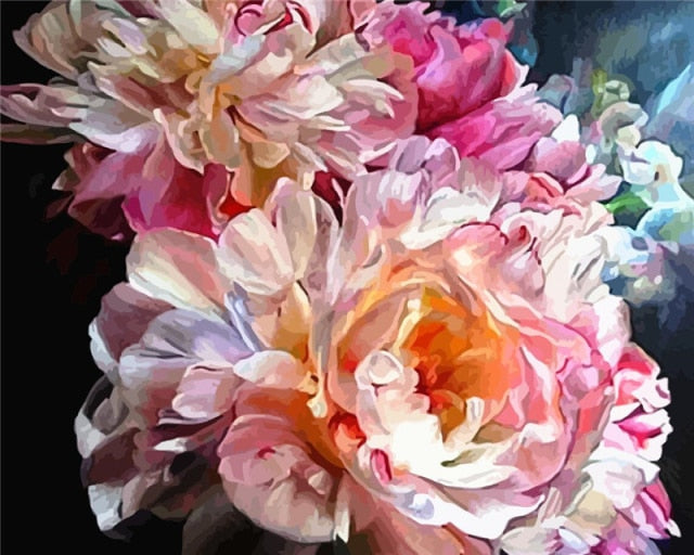 Pink Flowers - Paint By Numbers Flowers