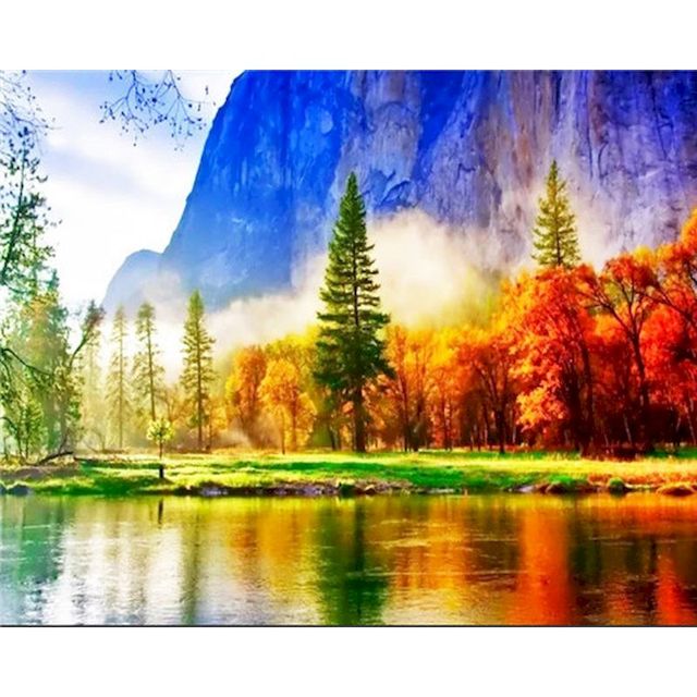 Colorful Forest At The Foot Of A Mountain