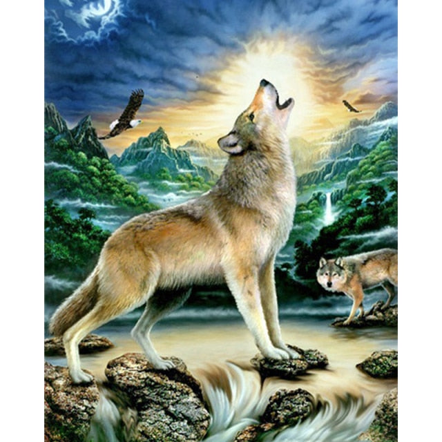 Howling Wolf paint by numbers