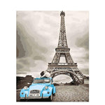 Eiffel Tower And A Blue Beetle - Paint By Numbers Paris